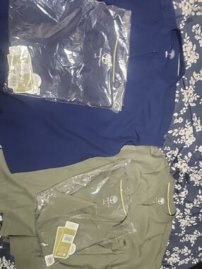 healing hands Navy Blue and Olive Green Scrub Tops